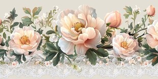 粉色花卉与蕾丝精美图案