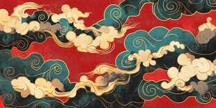 中式传统云纹红色背景图