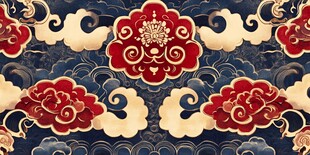 中式传统云纹花卉图案