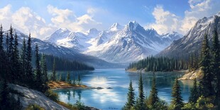 高山湖泊森林绝美风光
