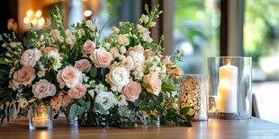 浪漫花艺布置与烛光装点