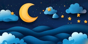 梦幻夜空下的星月云海