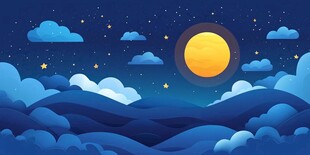 月夜云海星空梦幻景象