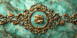 绿玉石上的精美金色雕花