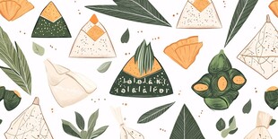 手绘风端午粽子元素插画