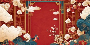 中式喜庆背景 传统元素满满