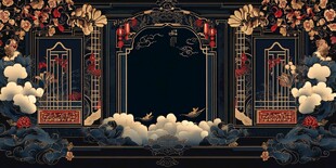 中式复古风婚礼背景设计