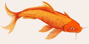 橙红锦鲤水中悠然畅游