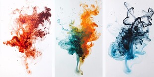 色彩斑斓的墨滴飞舞瞬间