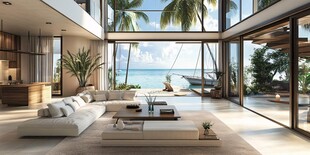 海景别墅客厅的惬意空间