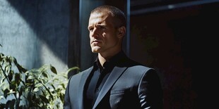 西装男士的深邃侧影