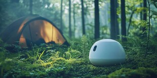 森林露营中的智能白色设备