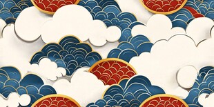 中式云纹海浪图案设计