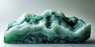 翠绿玛瑙山形奇石