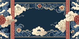 中式古典云纹花卉边框背景