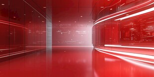 红色科技风未来感空间场景