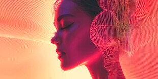 梦幻光影下的女性侧脸轮廓