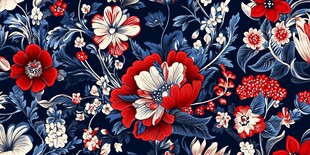 复古花卉图案 深蓝底色