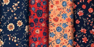 多彩花卉图案布料纹理