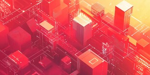 红色科技风城市建筑景观