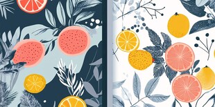 水果植物图案的清新插画