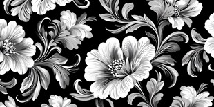 黑白花卉图案精美壁纸