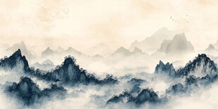 水墨山川意境图