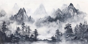 水墨山水间 云雾绕林峦