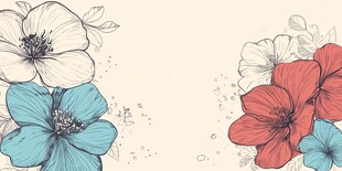手绘多彩花卉装饰图案
