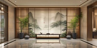 中式雅致大厅 山水意境空间
