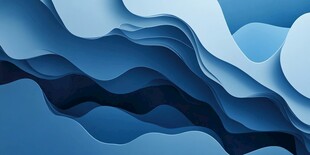 蓝色立体波浪纸艺背景