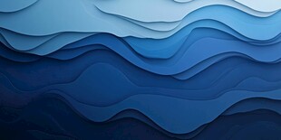 蓝色渐变波浪纸艺背景图
