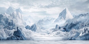 冰雪覆盖的壮丽山脉景观