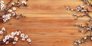 木质背景上的烂漫杏花