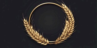 金色麦穗花环装饰图案