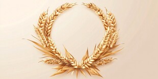 金色麦穗花环装饰图案