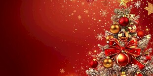 红色背景的精美圣诞树