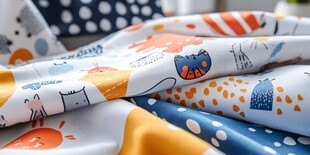 可爱动物图案多彩布料