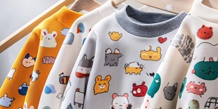 可爱卡通图案儿童保暖上衣