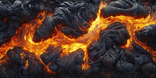 流动的炽热熔岩景观