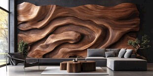 木质艺术墙饰的客厅美学