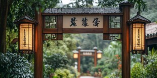 中式园林木质牌坊景观