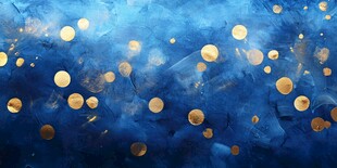 蓝色背景上的金色光斑点缀