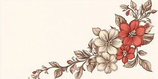 复古花卉角落装饰图案