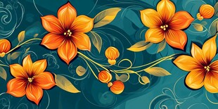 橙色花卉装饰背景图案