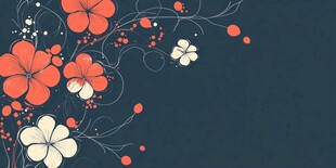 深蓝背景花卉装饰图案