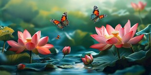 蝶舞荷间 夏日诗意景致