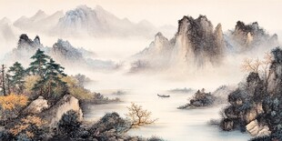 水墨山水间的诗意景致