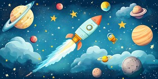 火箭遨游梦幻宇宙空间