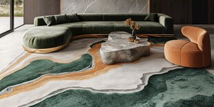 现代客厅的多彩艺术地毯